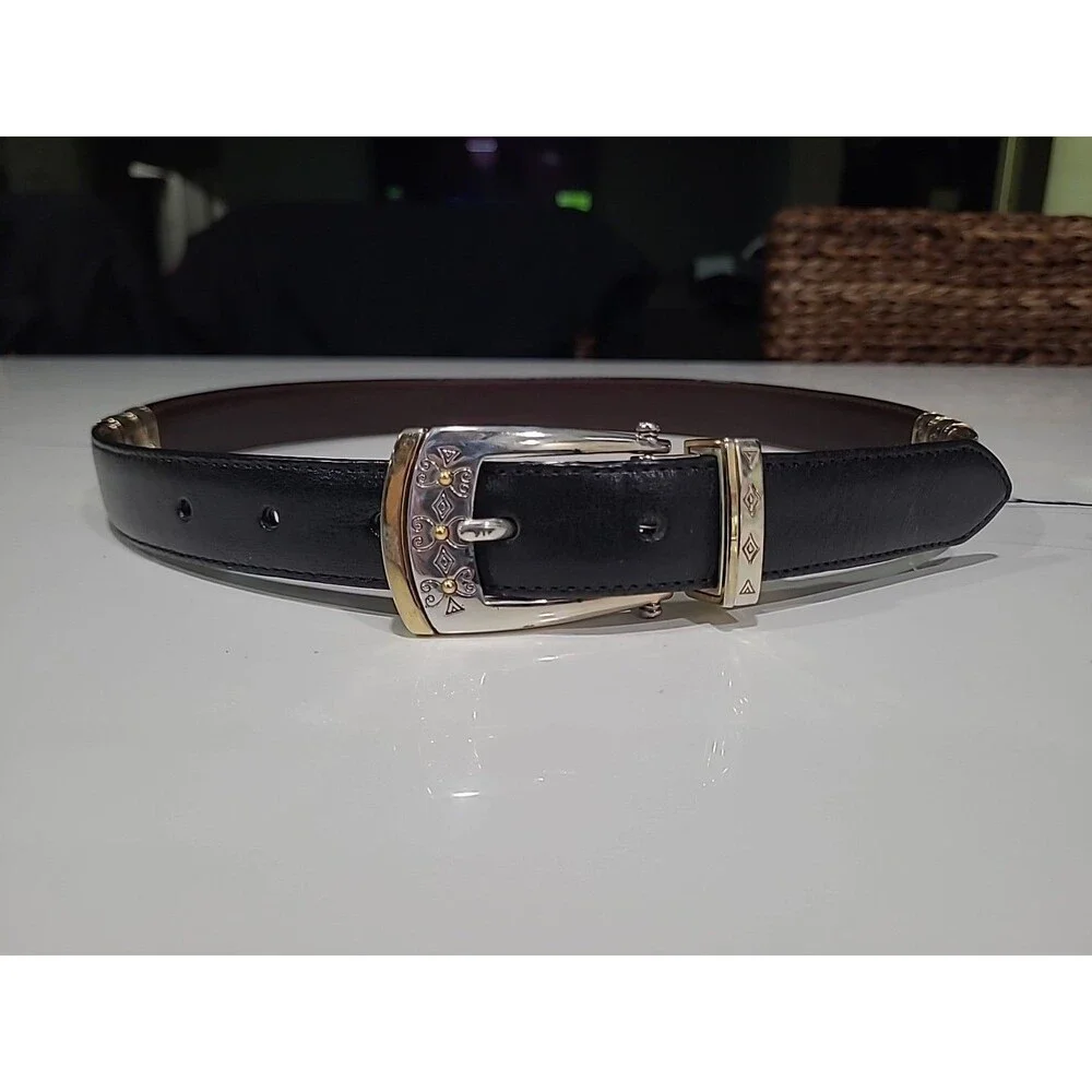 EUC Brighton Leather Belt Reversible Brown & Black #B40139 Size M30 white bin